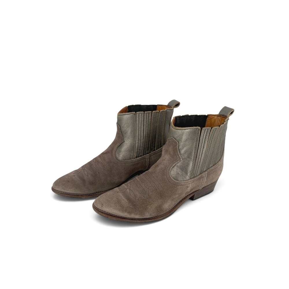 Golden Goose Ankle Boots Women Western 37 7 Suede Metallic Leather Pointed Toe